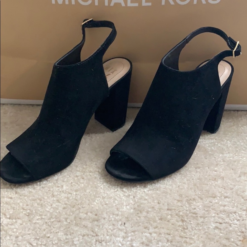 Mix No. 6 Black Open Toe Block Heels